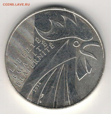 Ag ФРАНЦИЯ 10€ 2014 ГАЛЛЬСКИЙ ПЕТУХ 09.03 В 22.00МСК (Г449) - 5-фр10