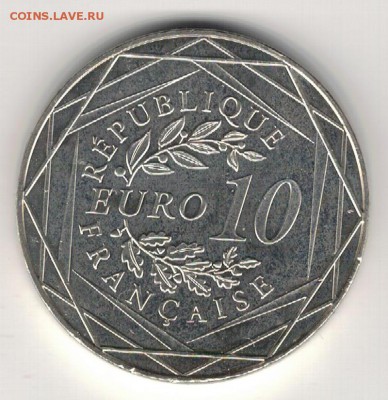 Ag ФРАНЦИЯ 10€ 2014 ГАЛЛЬСКИЙ ПЕТУХ 09.03 В 22.00МСК (Г449) - 5-фр10а