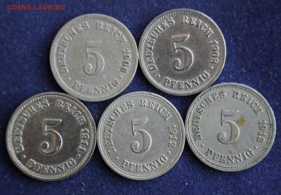 С 1руб. КАЙЗЕРРЕЙХ 5 пфеннигов 1906г.08г.11г.12г.13г до 10.3 - IMG_4417.JPG
