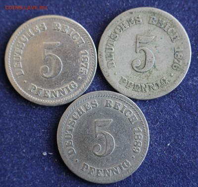 С 1 руб. КАЙЗЕРРЕЙХ 5 пфеннигов 1875г.1876г.1889г. до 10.3 - IMG_4409.JPG
