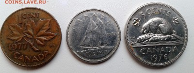 3 монеты Канады:1 цент 1977г,5 центов 1976г,10 центов 1973г. - 20170304_151140