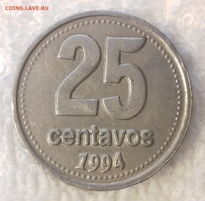 АРГЕНТИНА 25 сентаво 1994 Муниципалитет до 8 мар. 22-00 мск - АРГЕНТИНА 25 сентаво 1994 -475-20170303_162323