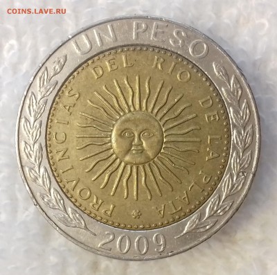 АРГЕНТИНА 1 песо 2009 Майское солнце (БИМ) 9 мар. 22-00 мск - АРГЕНТИНА 1 песо 2009 -459-20170305_161056