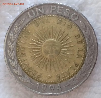 АРГЕНТИНА 1 песо 1994 Майское солнце (БИМ) 9 мар. 22-00 мск - АРГЕНТИНА 1 песо 1994 -20-20170111_141052