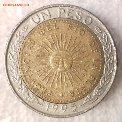 АРГЕНТИНА 1 песо 1995  Майское солнце (БИМ) 9 мар. 22-00 мск - АРГЕНТИНА 1 песо 1995 -19-20170113_093552