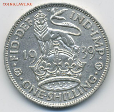 Шиллинг Британия 1939 - реверс. - Британия_1939-шиллинг_Р