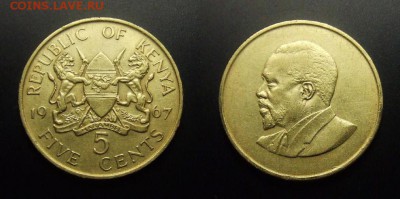 МОНЕТЫ МИРА 03-17 - Кения – 5 центов (1967) «Джомо Кениата – президент Кении»