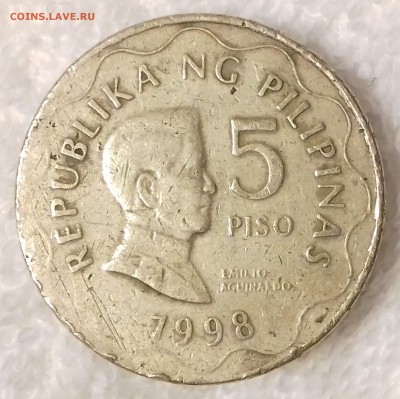 ФИЛИППИНЫ 5 писо 1998 Эмилио Агинальдо до 10 мар. 22-00 мск - ФИЛИППИНЫ 5 писо 1998 -379-20170119_222651