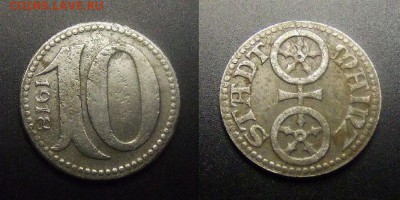 МОНЕТЫ МИРА 03-17 - Германия (Майнц) – 10 пфеннигов (1918) (нотгельд)