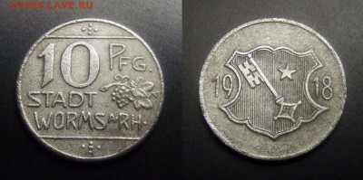 МОНЕТЫ МИРА 03-17 - Германия (Вормс) – 10 пфеннигов (1918) (нотгельд)