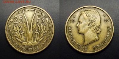 МОНЕТЫ МИРА 03-17 - Франц. Западная Африка –25 франков (1956) «Газель» №3