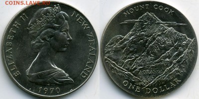 Новая Зеландия 1$ доллар 1970 Гора Кука Крона Шайба - 4b0cd064c942e
