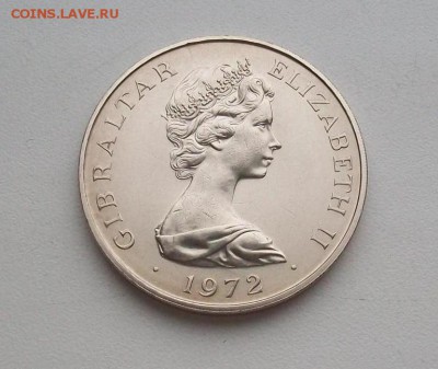 Гибралтар 25 пенсов 1972 Гербы Серебряная Свадьб Крона Шайба - 100_6427