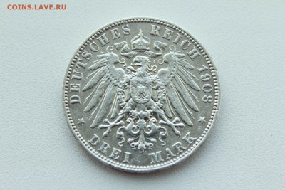Саксония 3 марки 1908 E Король Фридрих Август V - IMG_0427.JPG