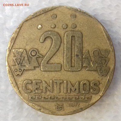 ПЕРУ 20 сентимо 1992 Рельефы из Чан-Чана 11 мар. 22-00 мск - ПЕРУ 20 сентимо 1992 -1526-20170215_110504