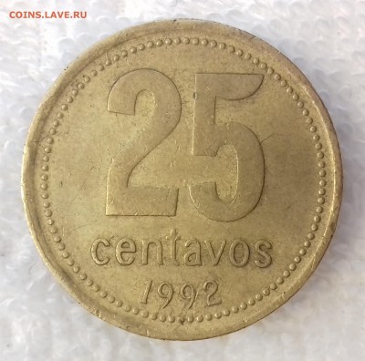 АРГЕНТИНА 25 сентаво 1992 Муниципалитет до 13 мар. 22-00 мск - АРГЕНТИНА 25 сентаво 1992 -476-20170309_104905
