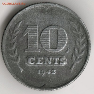 Нидерланды 10 центов 1942 г. до 24.00 17.03.17 г. - Scan-170311-0005
