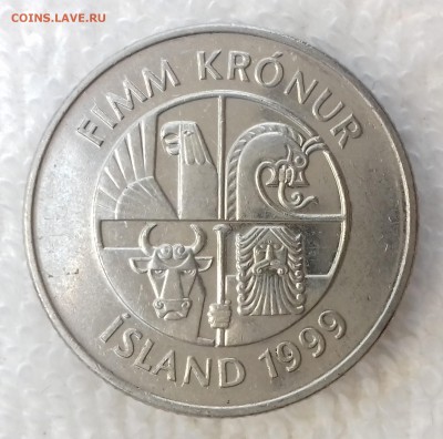 ИСЛАНДИЯ 5 крон 1999 Два дельфина до 17 мар. 22-00 мск - ИСЛАНДИЯ 5 крон 1999 -1057-20170218_113657