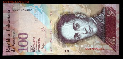 Венесуэла 100 боливаров 2015 unc до 18.03.17. 22:00 мск - 2