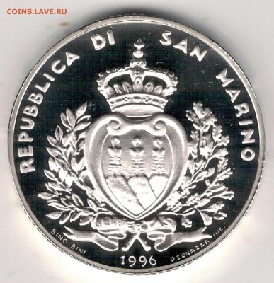 Ag САН-МАРИНО 10000 ЛИР 1996 ЕВРО ДО 16.03 В 22.00МСК (Д565) - 5-см