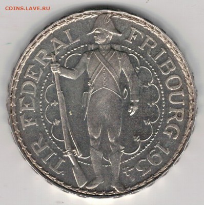 Ag ШВЕЙЦАРИЯ 5 ФРАНКОВ 1934 ФРИБУР 16.03 В 22.00МСК (Д249) - 5-ш36