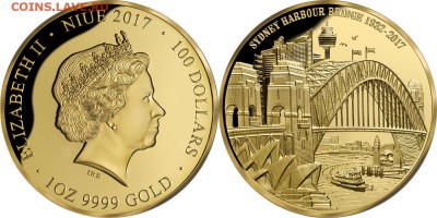 Монеты с Корабликами - 2017 100 долларов 85-летие моста Харбор-Бридж