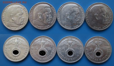 Третий рейх 4 по 5 марок до 15.03. 22-00 мск - 7