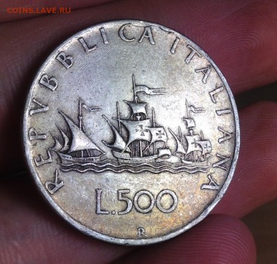 Корабли 500 лир 1958 XF патина с 1рублей до 15.01.17 в 22:00 - image