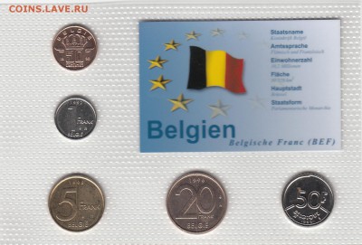 Набор Бельгия 1993-1998. 5 монет. Блистер. До 20.03 22-30 - БЕЛЬГИЯ - А (280)