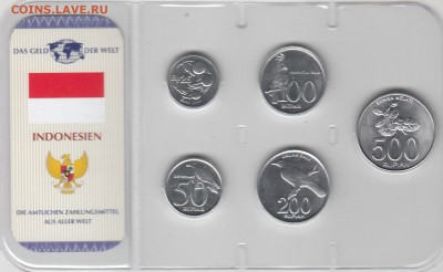 Набор Индонезия 1994-2008. 5 монет. Блистер. До 20.03 22-30 - Индонезия - 1А (390)