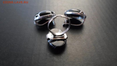 Серьги и кольцо с натуральным ониксом СССР до 17.03 22.00мск - Серьги и кольцо с ониксом-3.JPG