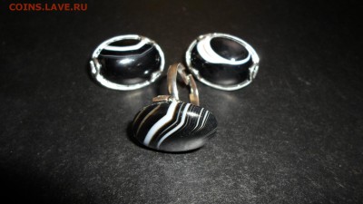 Серьги и кольцо с натуральным ониксом СССР до 17.03 22.00мск - Серьги и кольцо с ониксом-2.JPG