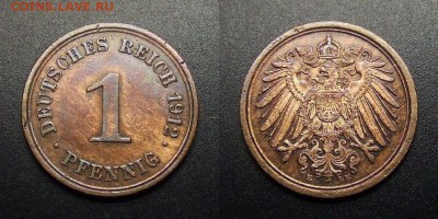 МОНЕТЫ МИРА 03-17 - Германия – 1 пфенниг (1912 Е) медь