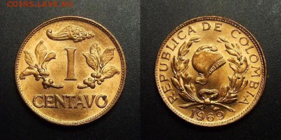 МОНЕТЫ МИРА 03-17 - Колумбия – 1 сентаво (1969) бронза