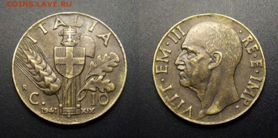 МОНЕТЫ МИРА 03-17 - Италия – 10 чентезимо (1941) алюм.-бронза №1