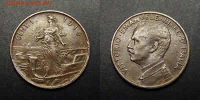 МОНЕТЫ МИРА 03-17 - Италия – 1 чентезимо (1915 R) медь (XF)