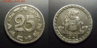 МОНЕТЫ МИРА 03-17 - Германия (Аахен) – 25 пфеннигов (1920) (нотгельд) (XF) №2