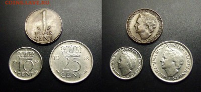 МОНЕТЫ МИРА 03-17 - Нидерланды (набор - 1948 Вильгельмина) (3 шт.)