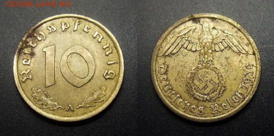 МОНЕТЫ МИРА 03-17 - Германия (3-й Рейх) – 10 рейхспфеннигов (1939 А) алюм.-бронза №1