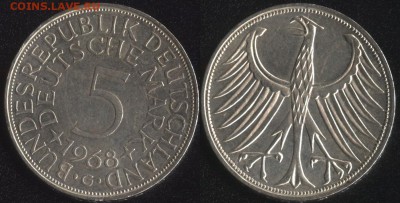 ФРГ 5 марок 1969 до 22:00мск 22.03.17 - ФРГ 5 марок 1969 СЕРЕБРО