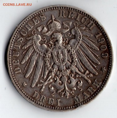3 марки Саксония 1909г до 19.03.17 в 22-00мск - 3М Саксония 1909Р