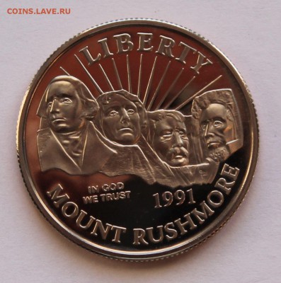 США 50 центов 1991 S Гора Рашмор. - 4