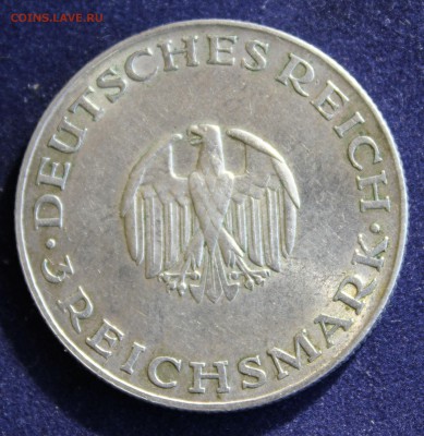 С 1 руб. ГЕРМАНИЯ 3 марк 1929г."D" ЛЕССИНГ  UNC до 24.03. - IMG_4995.JPG