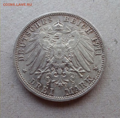 Германия Вюртемберг 3 марки 1911 серебряная свадьба до 21 - wurt2