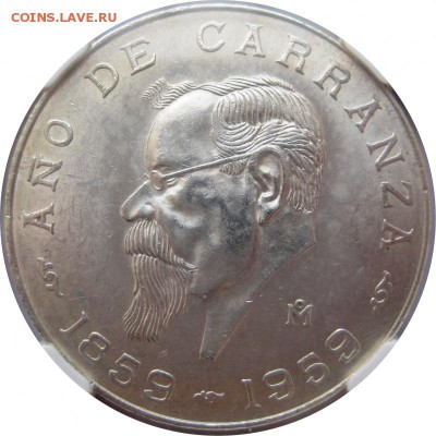Мексика 5 песо 1959 NGC MS62 до 25.03 - lot-243857-1