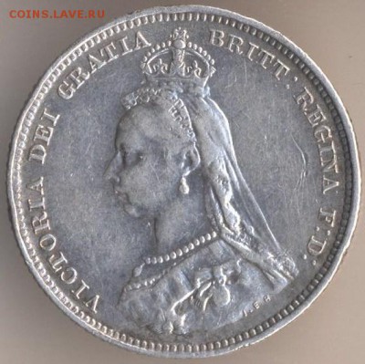 1 шиллинг 1890 Великобритания, оценка - 166