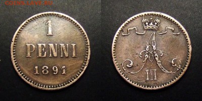 МОНЕТЫ МИРА 03-17 - Финляндия (Русская) – 1 пенни (1891) «Александр III»