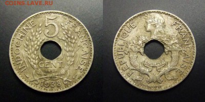 МОНЕТЫ МИРА 03-17 - Франц. Индокитай – 5 центов (1938) ник.-лат.