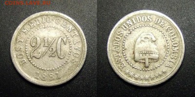 МОНЕТЫ МИРА 03-17 - Колумбия – 2,5 сентаво (1881) медь-ник. №4
