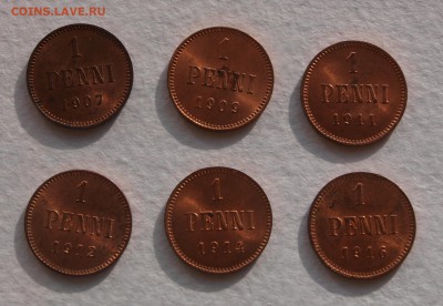 1 пенни 1907-1916 UNC RB (6 шт.)До 1.04.2017 22.00 по МСК - p1